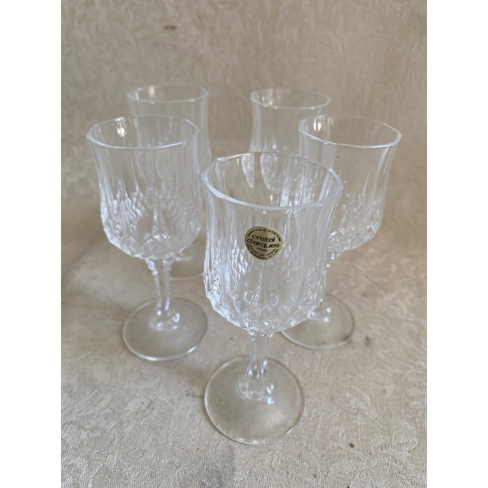 Cristal d'Arques Wine Glasses Set of 4 Clear Excellent French Crystal Longchamp